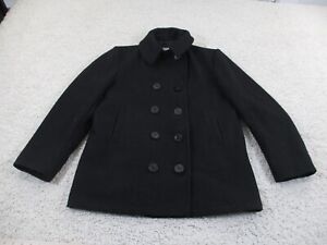 Sterlingwear Jacket Mens 42R Black Wool Overcoat Pea Coat Navy Nylon Quilted