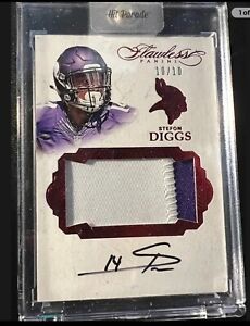 2016 Panini Flawless Ruby  Stefan Diggs On Card Auto Patch #10/10