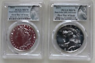 2021-P MORGAN & PEACE SILVER DOLLAR PCGS MS70 FIRST DAY OF ISSUE- 2 COIN SET