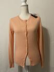 Lord & Taylor Cashmere Fisherman Button Up Cardigan Sweater Peach S