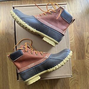 LL Bean Bean Boots Women’s 8 Duck Boots Tan Brown 6” Waterproof Leather Lace Up