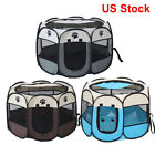 US Portable Folding Pet Tent Dog House Octagonal Cage Playpen Puppy Kennel Fence