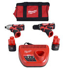 Milwaukee 2494-22 12V Drill Driver/Impact Driver Kit w/ Batteries, Charger & Bag