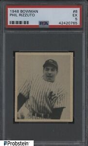 1948 Bowman #8 Phil Rizzuto New York Yankees RC Rookie HOF PSA 5 EX