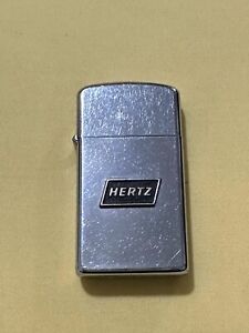 Vintage Zippo Slim Lighter -  Hertz Car Rental Company - High Polish Chrome