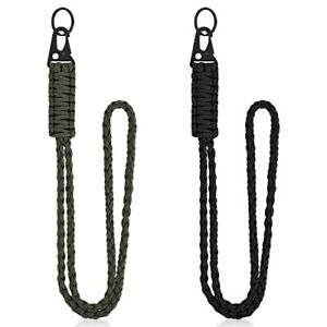2Pcs Heavy Duty Paracord Lanyard Necklace Whistles Strap Braided 550 Keychain...