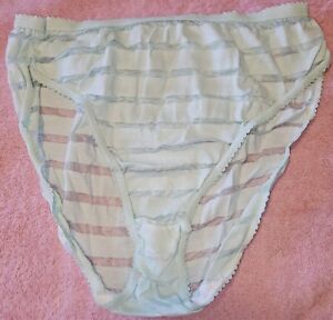Vintage NWOT Bikini Panties w/Sheer Stripes Color Aqua Size 6