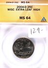 2004-D State Quarter Wisconsin Extra Leaf High ANACS MS-64 #3441