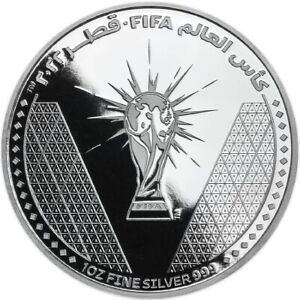 FIFA WORLD CUP 2022 Qatar Official 1 oz Fine Silver Coin in Capsule with COA  BU