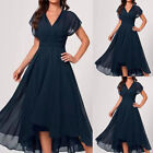 Womens V Neck Maxi Dress Chiffon Evening Cocktail Party Ball Gown Swing Dresses