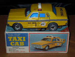 Vintage Yonezawa TAXI CAB Battery Operated - Mystery Action Made in Japan #13028
