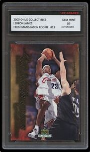 LEBRON JAMES 2003-04 UPPER DECK 1ST GRADED 10 ROOKIE CARD LAKERS/CAVALIERS #13