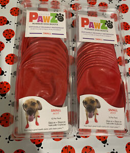 2 Packs PAWZ small RED dog boots