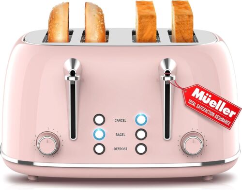 Retro Toaster 4 Slice with Extra Wide Slots Bagel, Defrost, New free freight