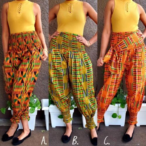 African Kente Pants 100% Cotton One Size Harem Pants Bohemian Pants