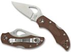 SPYDERCO Byrd Robin 2 Folding Knife Satin Plain Blade Brown FRN Handles BY10PBN2