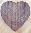 New ListingCarved Wood Heart Shape Trinket Box with Lid Design on Top & Side India Vintage