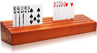 Exqline Wooden Playing Card Holder Tray Rack Organizer for Kids Seniors Adults -