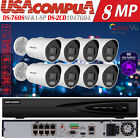 New ListingHikvision 4K 8CH POE NVR  Security Camera System CCTV ,4MP Bullet ColorVu