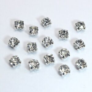 100 Silver Clear Crystal Glass Rhinestones Rose Montees 6mm Sew on Beads