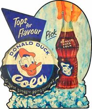 DONALD DUCK COLA SODA POP BOTTLE HEAVY DUTY USA MADE METAL ADVERTISING SIGN