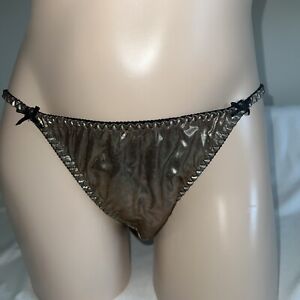 Vintage The New Company String Bikini Panties  100% Nylon Sz 6 Metallic Gold