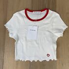 Alexander Wang Shirt Size S Cropped Logo Designer White Red Casual Woman’s