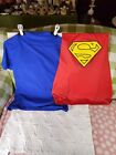 Blue And  Red SUPERMAN t-shirt with Removable Cape Mens Sz Large