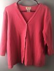 Talbots Women’s Size 1X Pink Button Down Top Shirt Ribbed 3/4 Sleeve