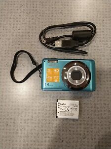Sanyo VPC-X1400 Digital Camera Blue/Teal. 14 MP 4X Zoom w/ Battery *No Charger*
