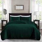 3 Piece Green Quilted Bedspread Twin Queen King Size Embossed Coverlet Bed Throw