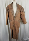 Vtg Global Identity Embossed Leather Maxi Duster Trench Coat Peacoat Womens L