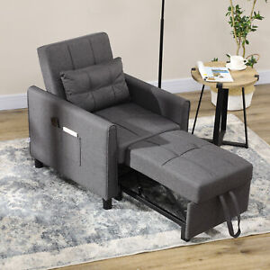 Folding Sofa Bed Pull Out Convertible Chair Bed w/ Adjustable Backrest Pillow