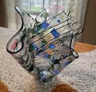 unique multicolored ribboned confetti glass vase