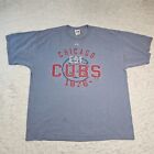 Mens Majestic Blue Graphic Print Chicago Cubs Baseball T-Shirt Size 2XL