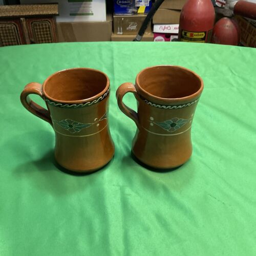 vintage pottery decorative mug set of 2,hand Painted 5” Height.