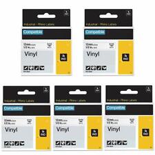 5 Pack Replace DYMO 18444 Rhino Permanent Vinyl Industrial Label Tapes 1/2 inch