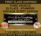 SERIAL NUMBER FORD ID TAG DATA PLATE VINTAGE SCRIPT DESIGN CUSTOM ENGRAVED USA (For: 1966 Ford Fairlane)