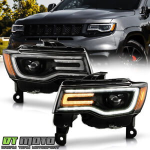 For 2017-2021 Jeep Grand Cherokee Halogen Upgrade LED Tube Projector Headlights (For: 2019 Limited)