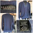 Brandini Men’s Large Extra Fine Merino Wool Cardigan Sweater Blue/Gray - GREAT