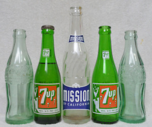 LOT Bozeman Montana Soda Bottles ACL Embossed Coca Cola 7UP Mission Beverages