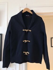 J. Crew Shawl Collar Men's Cardigan - Toggle Clasp, Navy Blue, Large