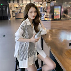 Korean Fashion Women Asymmetric Button Down Shirt Loose Casual Tops Blouse Tunic