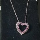 Kay jewelers sterling silver pink white cz Heart Pendant necklace new