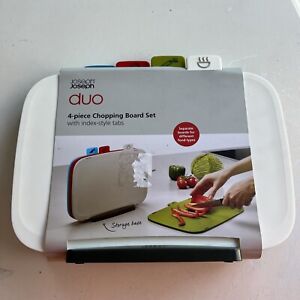 Joseph Joseph Duo 4 Piece Chopping Board Set With Index Style Tabs W/ Stand NEW