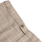 Luciano Barbera Silk Blend Flat Front Dress Pants Size 50 (34 US) In Beige Plaid