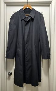 VINTAGE London Fog Mens 46L Long Charcoal Gray Black XL Trench Over Coat Jacket