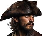 Authentic Pirate Hat for Halloween Colonial Leather Tricorn Costume Accessories