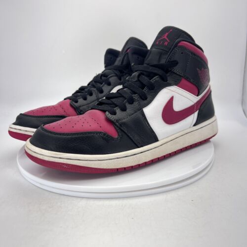 Nike Air Jordan 1 Mid Men Size 11 554724066 Noble Red Black Basketball Shoes