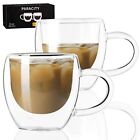 Espresso Cups Set of 2 Double Wall Insulated Glass Coffee Mugs 5.5 OZ Cappucci